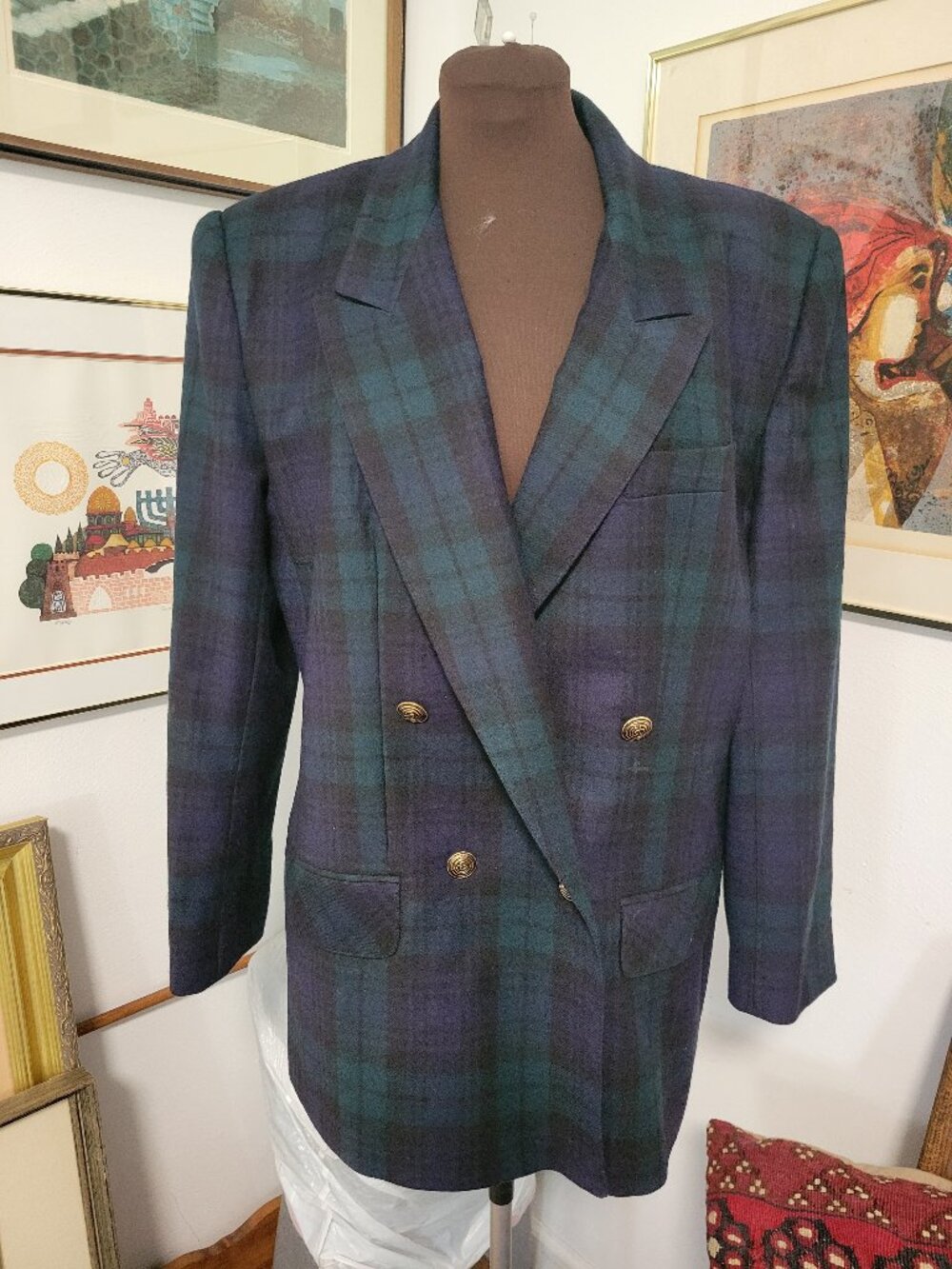 Vintage 80's Pure Wool Tartan Jacket by Georgio Sant Angelo Size 16